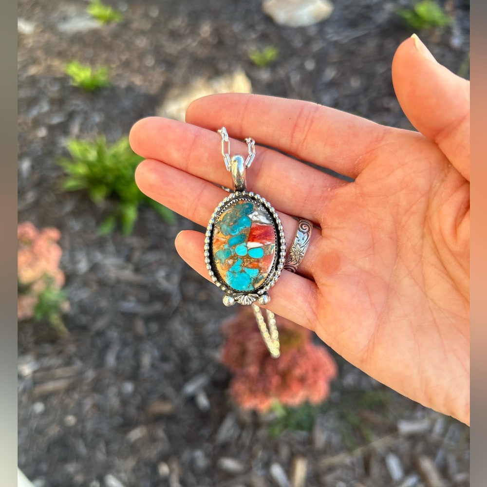 Handmade Sterling Silver Pendant on Paperclip Chain